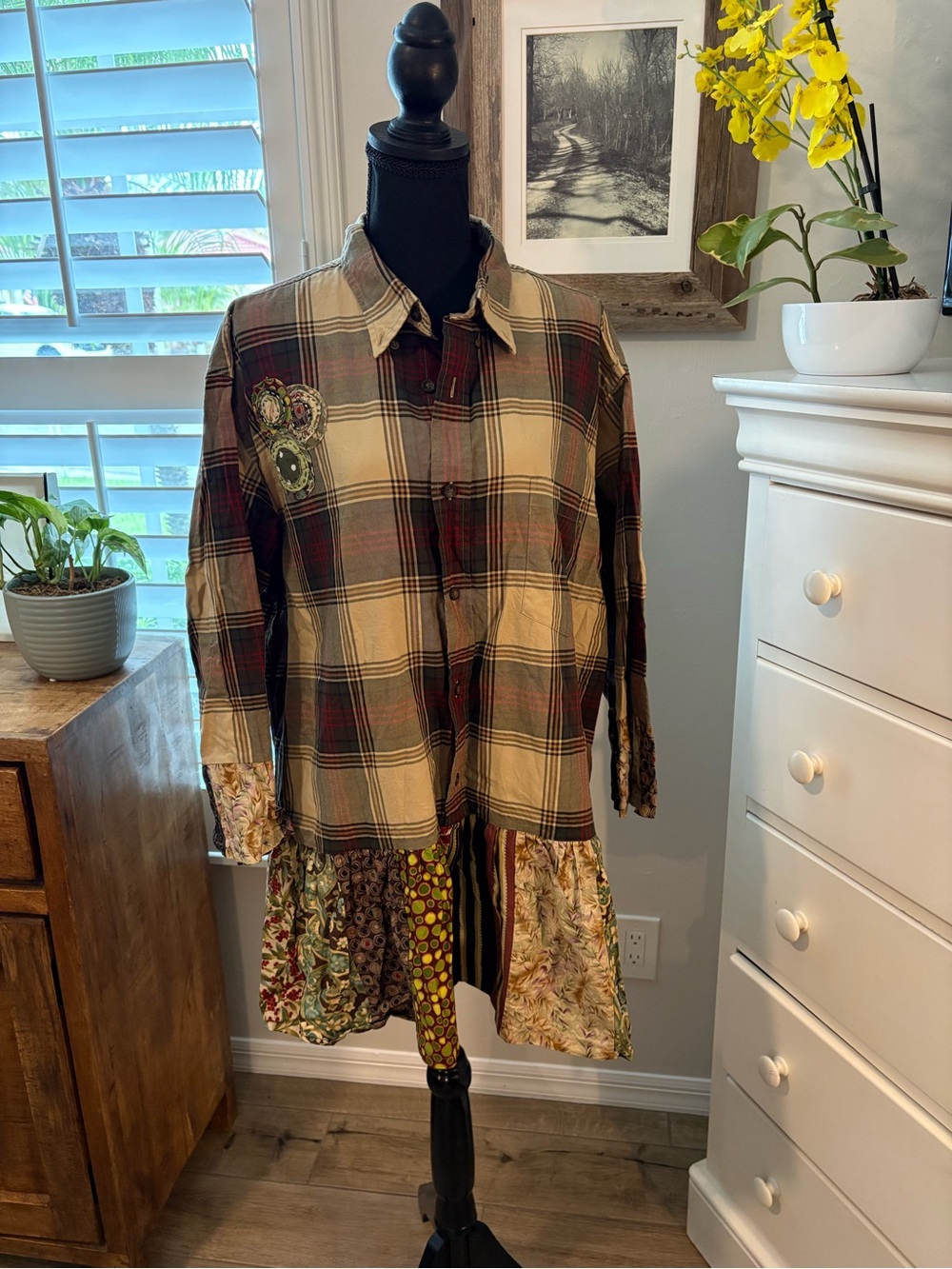 Upcycled Plaid Patchwork Tunic - Multicolor - Picture 6 of 7